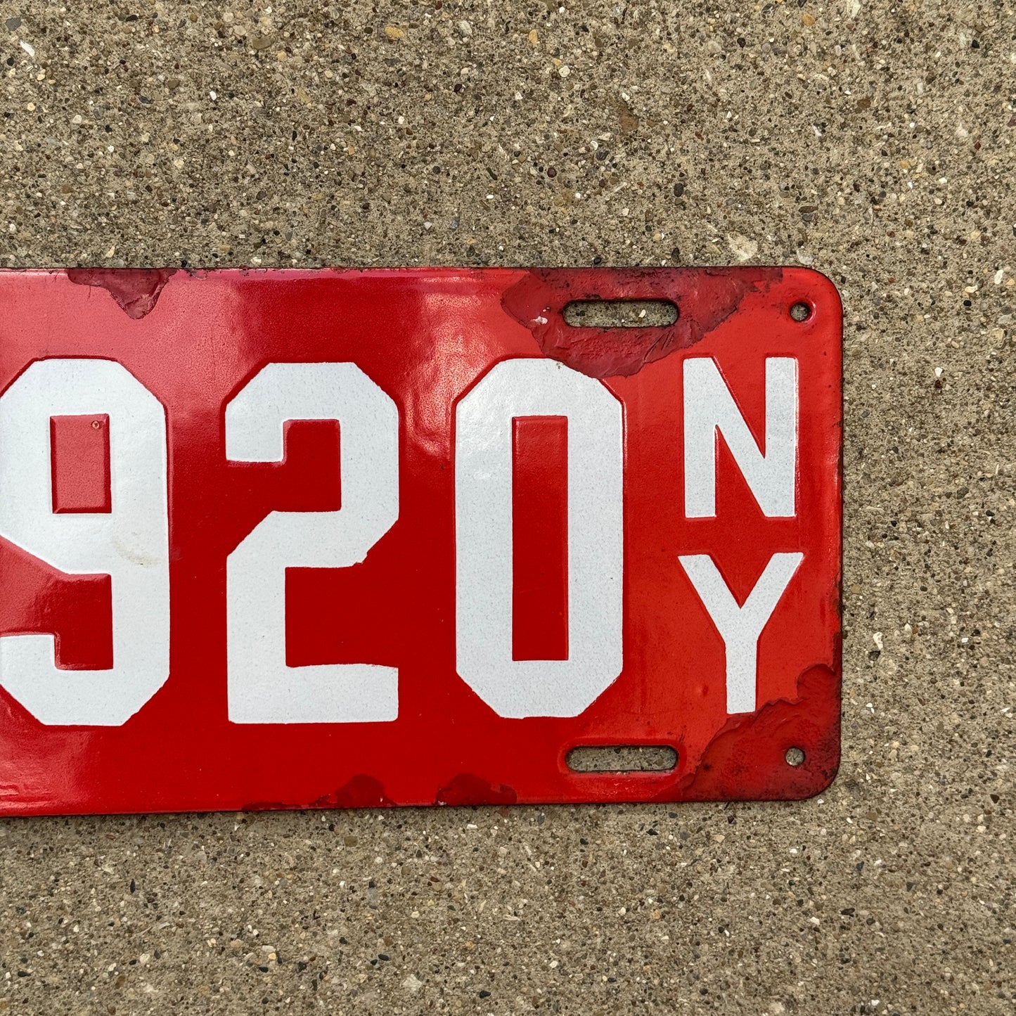 1912 New York Porcelain License Plate Auto Tag 23920