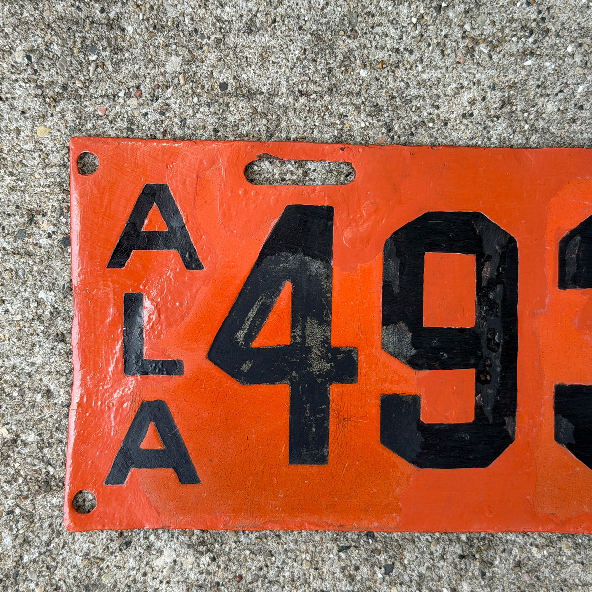 Photo of a 1913 Alabama Porcelain Dealer License Plate Auto Tag Garage Decor Vintage Only Known Example of Type 4933 D with original patina