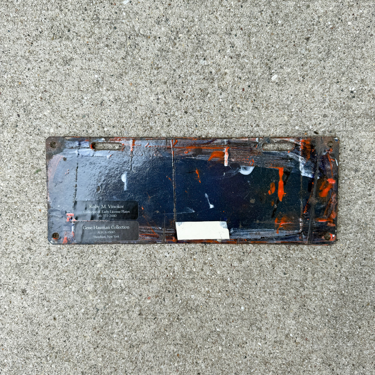 Photo of a 1913 Alabama Porcelain License Plate Auto Tag Garage Decor Vintage Reused Fired Over 1912 Dealer 3454 with original patina