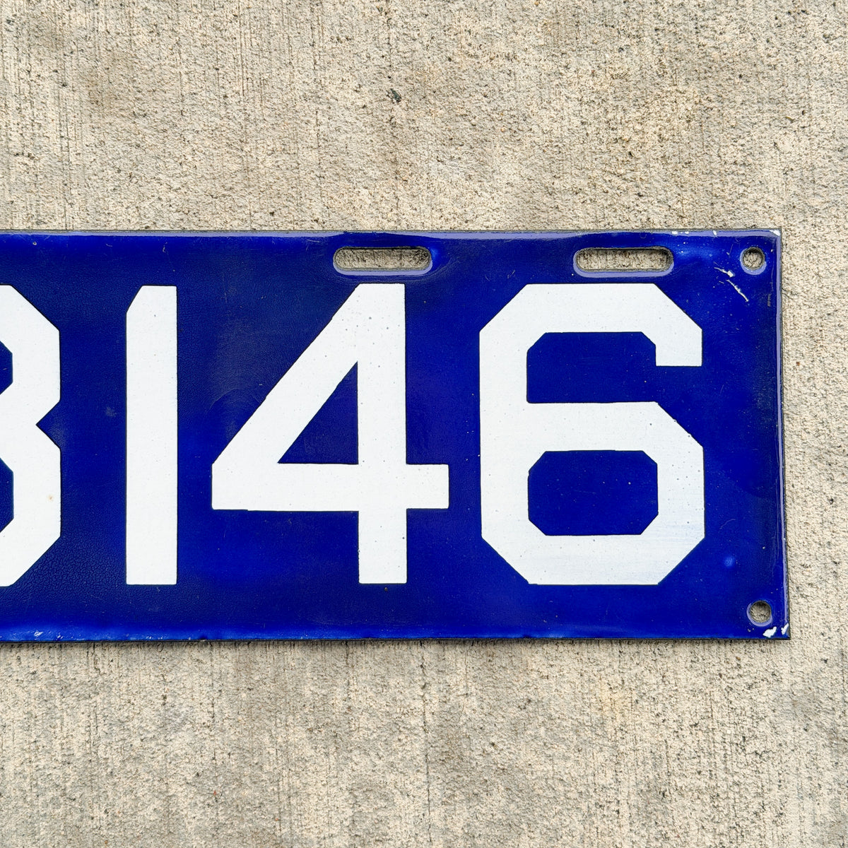 Photo of a 1913 Connecticut Porcelain License Plate Auto Tag Garage Decor Vintage High Quality Four Digit C 8146 with original patina