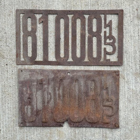 Photo of a 1913 Illinois License Plate Pair Auto Tag Garage Decor Vintage Stencil Front Plate 81008 with original patina