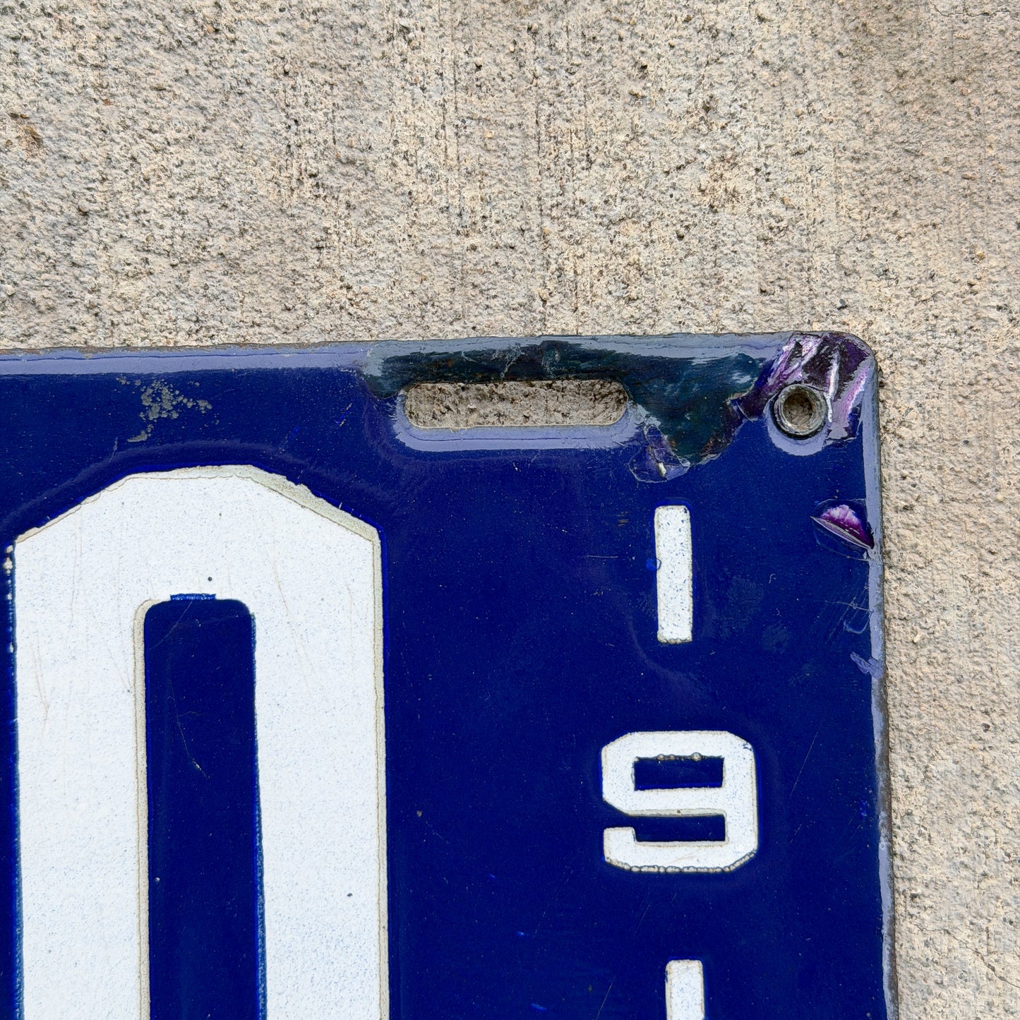 Photo of a 1913 Louisiana Porcelain License Plate Auto Tag Garage Decor Vintage High Quality 1170 with original patina