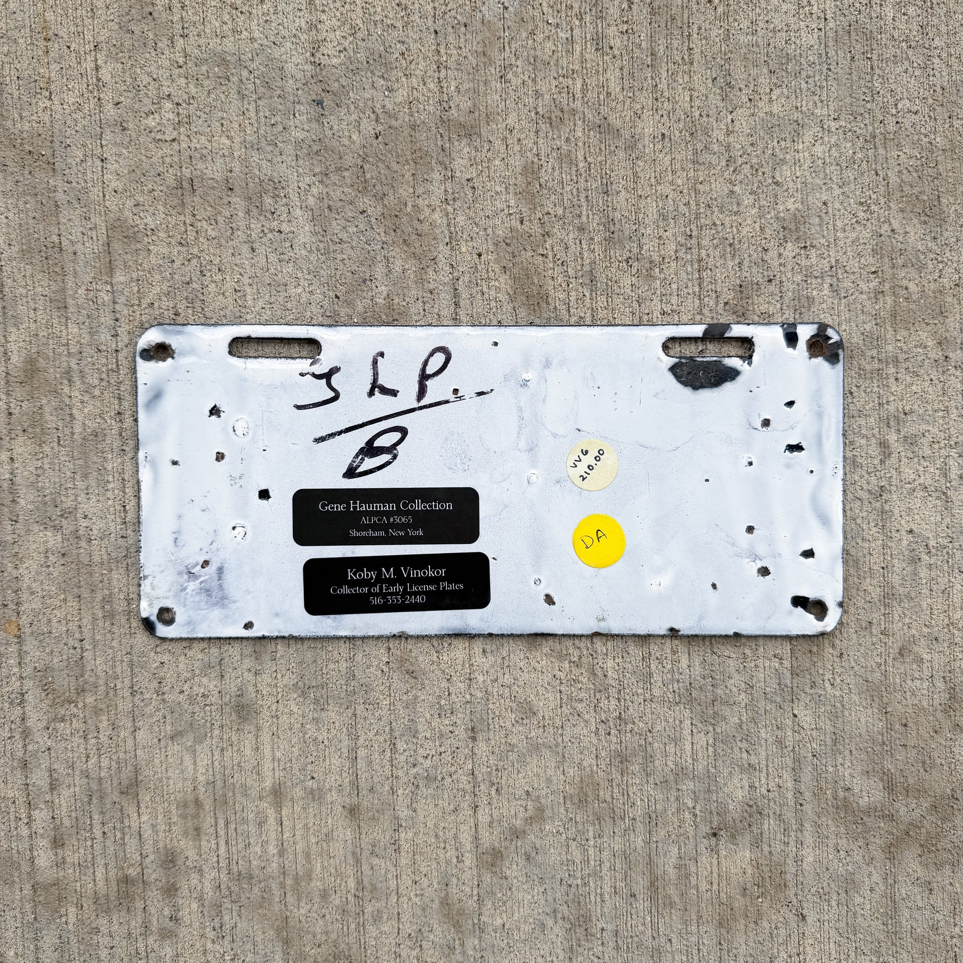 Photo of a 1913 Manitoba Porcelain License Plate Auto Tag Garage Decor Vintage High Quality 1734 with original patina