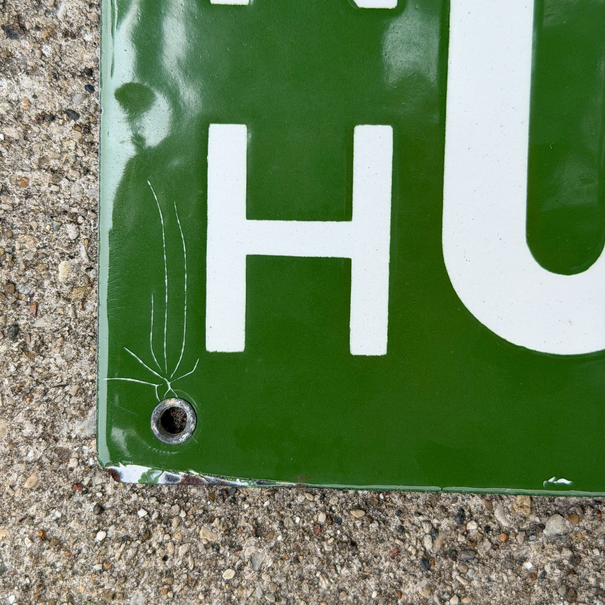 Photo of a 1913 New Hampshire Porcelain Commercial License Plate Auto Tag Garage Decor Vintage First Year of Type High Quality 0403 with original patina