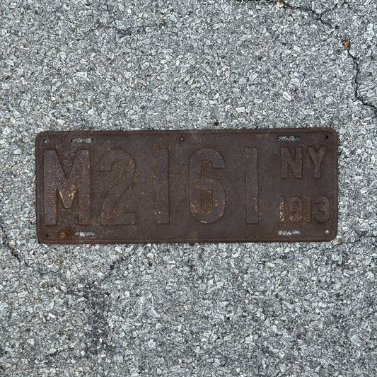 Photo of a 1913 New York Dealer License Plate Auto Tag Garage Decor Vintage M2161