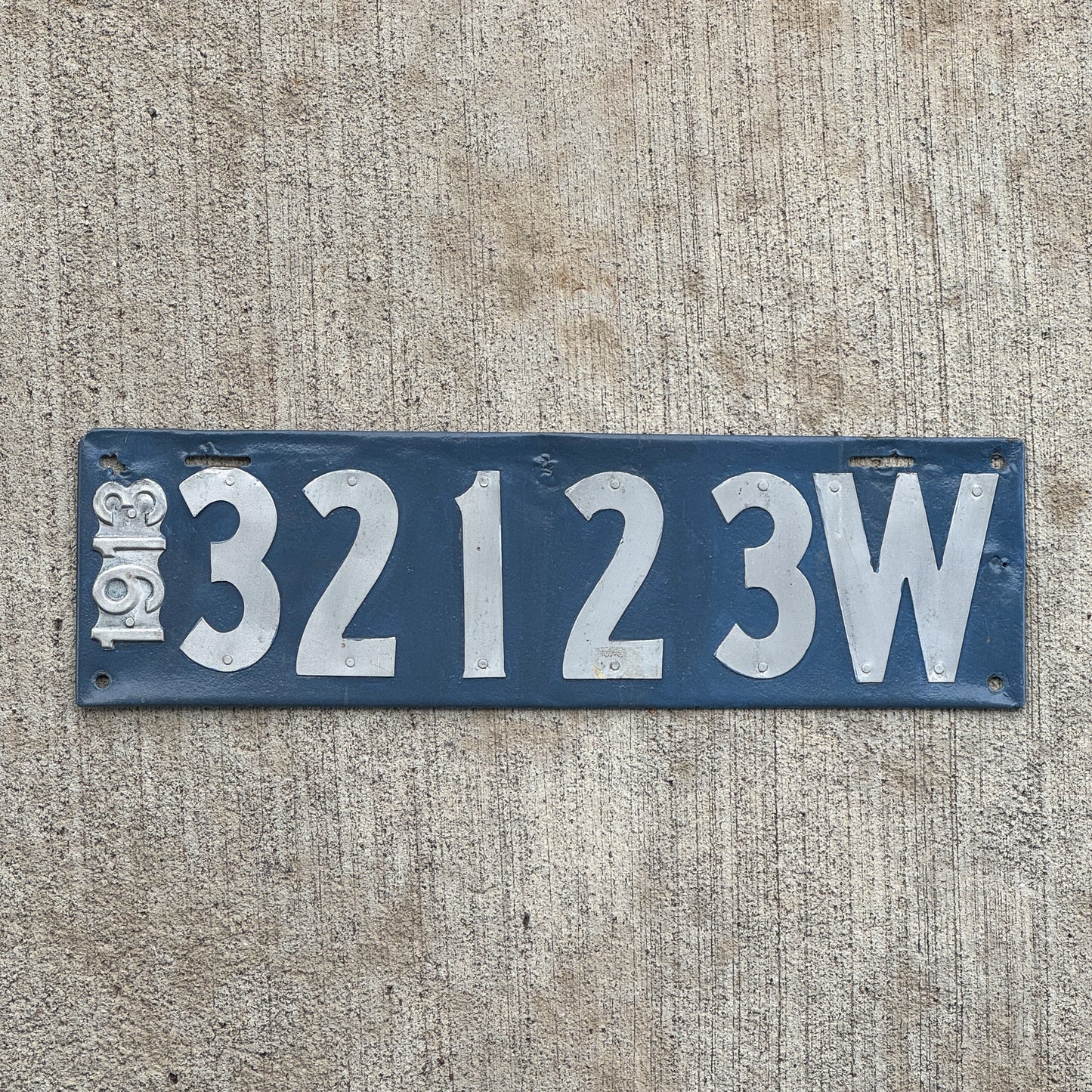 Photo of a 1913 Wisconsin License Plate Auto Tag Garage Decor Vintage Palindrome 32123