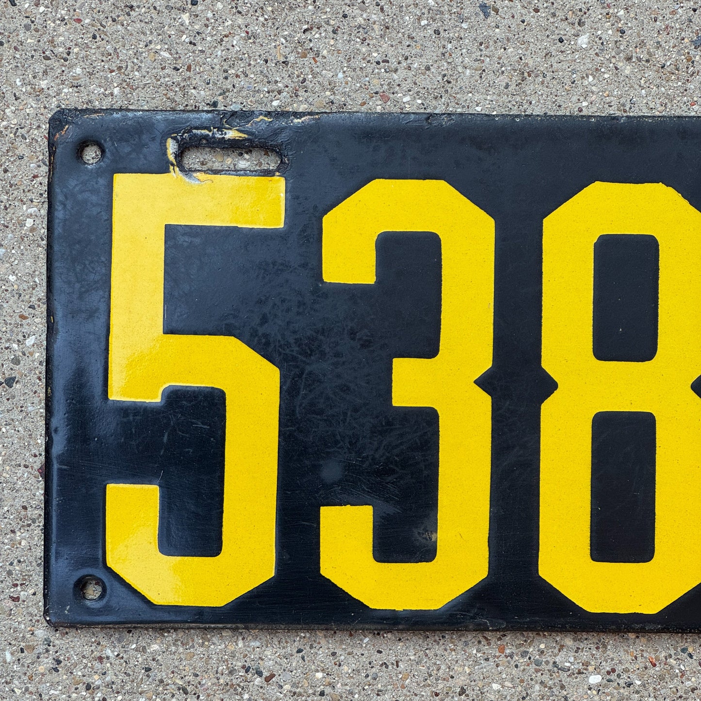 1913 Maryland Porcelain License Plate Auto Tag Low Number Four Digit 5382