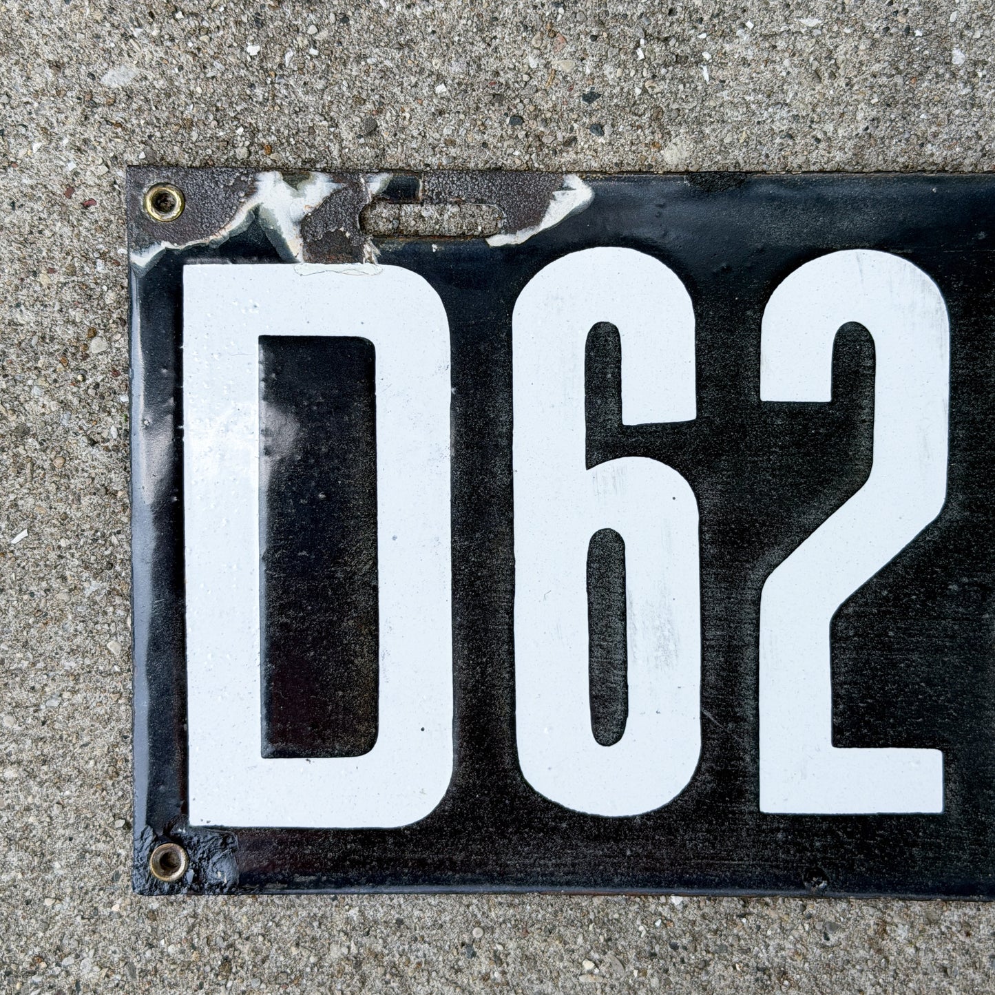 Photo of a 1914 British Columbia Porcelain Dealer License Plate Auto Tag Garage Decor Vintage High Quality D 622 with original patina