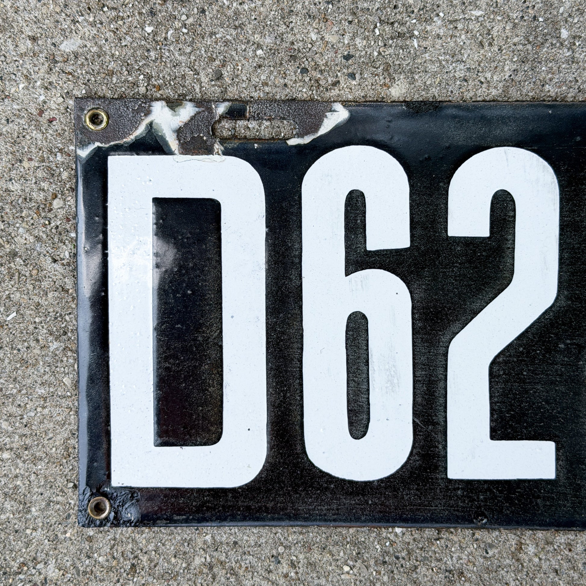 Photo of a 1914 British Columbia Porcelain Dealer License Plate Auto Tag Garage Decor Vintage High Quality D 622 with original patina