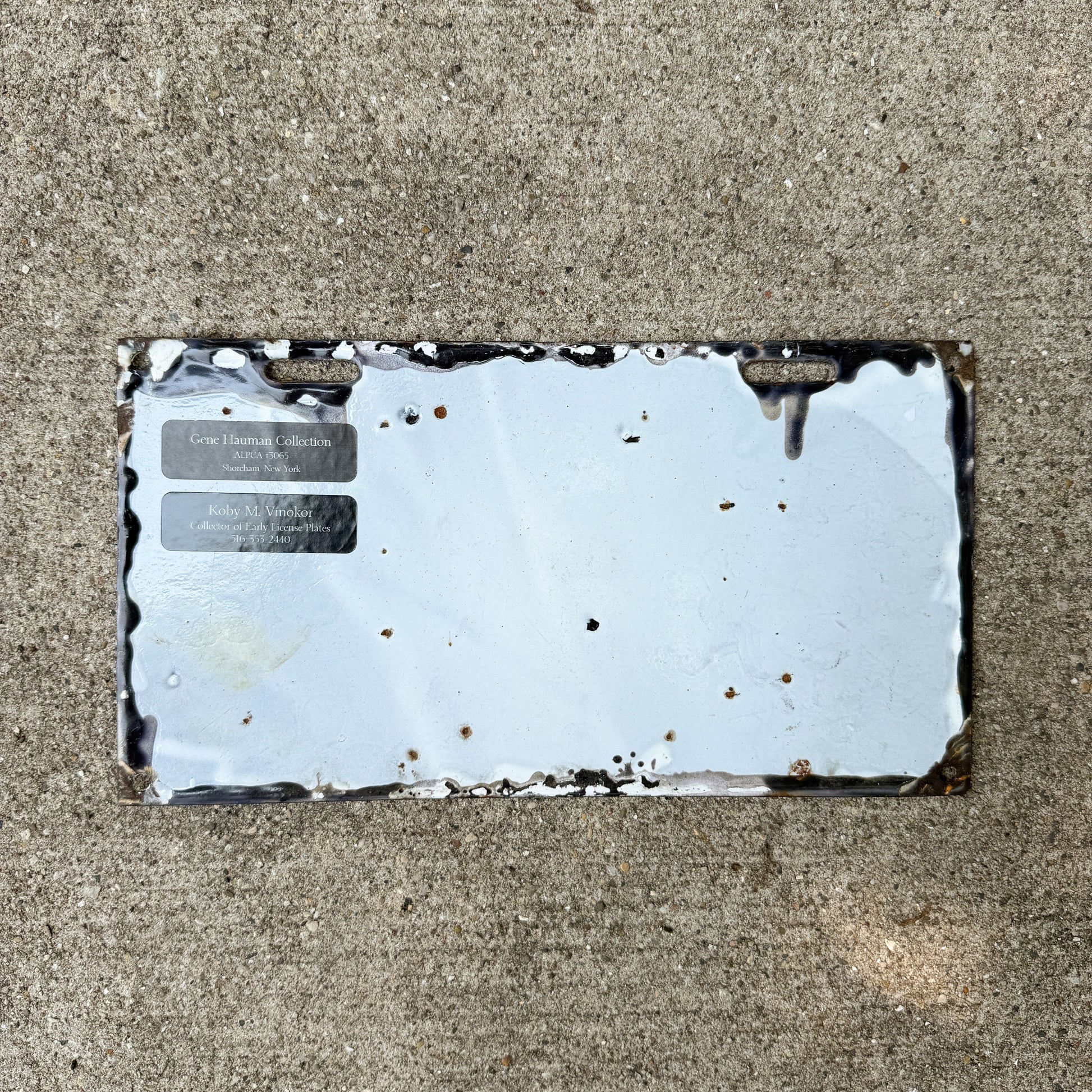 Photo of a 1914 British Columbia Porcelain License Plate Auto Tag Garage Decor Vintage High Quality 5272 with original patina