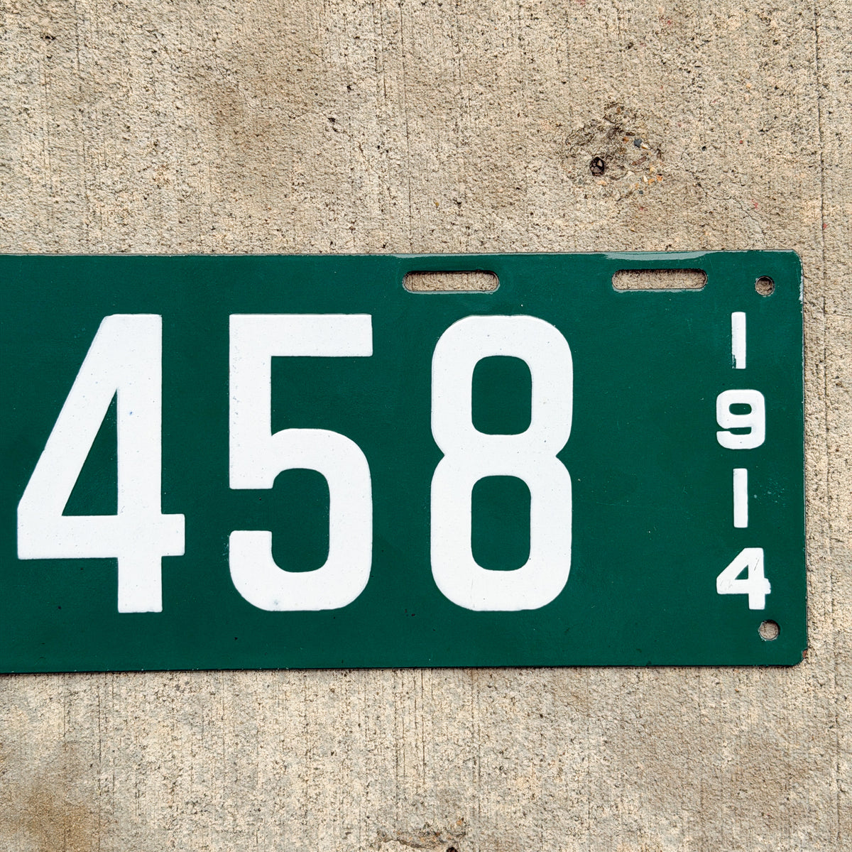 Photo of a 1914 Connecticut Porcelain License Plate Auto Tag Garage Decor Vintage High Quality 11458 with original patina
