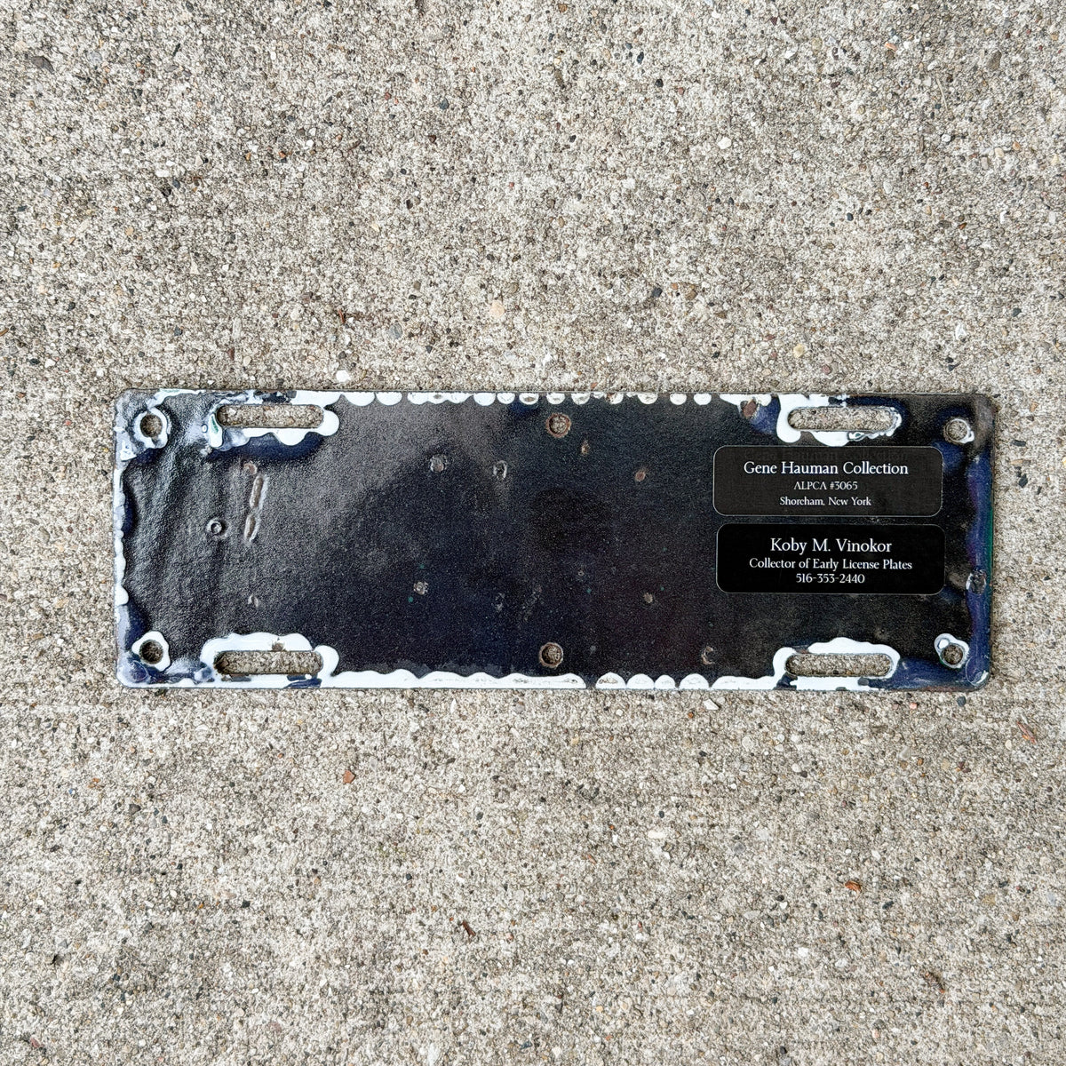 Photo of a 1914 Connecticut Porcelain Motorcycle License Plate Auto Tag Garage Decor Vintage High Quality Four Digit 2936 with original patina