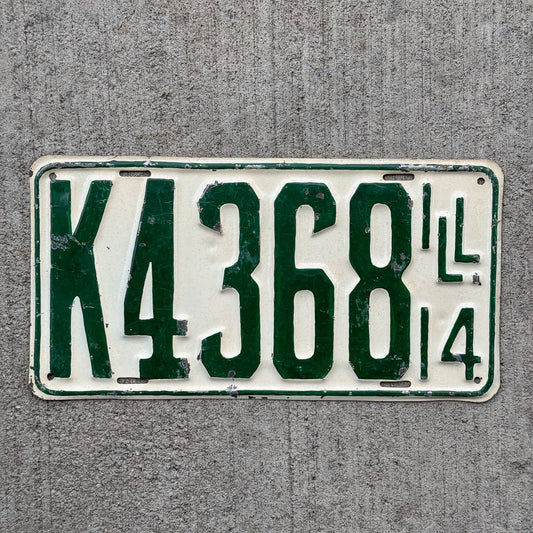 Photo of a 1914 Illinois License Plate Auto Tag Garage Decor Vintage K 4368