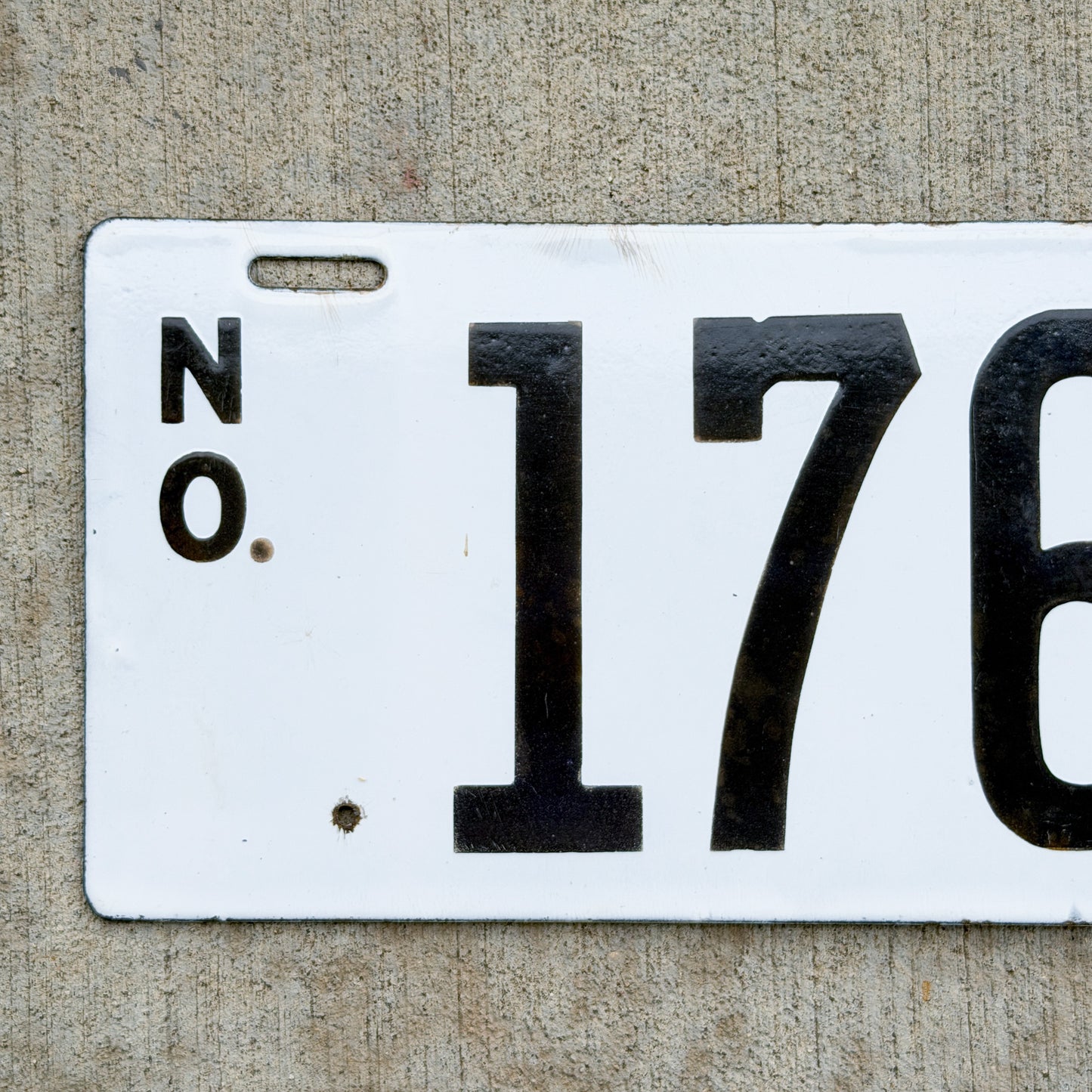 Photo of a 1914 Louisiana Porcelain License Plate Auto Tag Garage Decor Vintage High Quality 176 with original patina