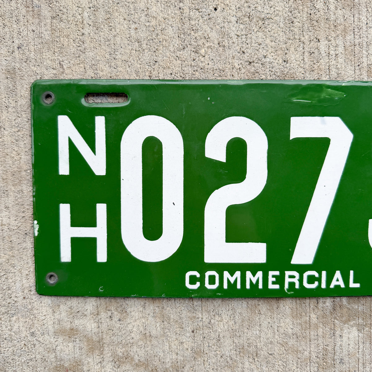 Photo of a 1914 New Hampshire Porcelain Commercial License Plate Auto Tag Garage Decor Vintage High Quality 0273 with original patina