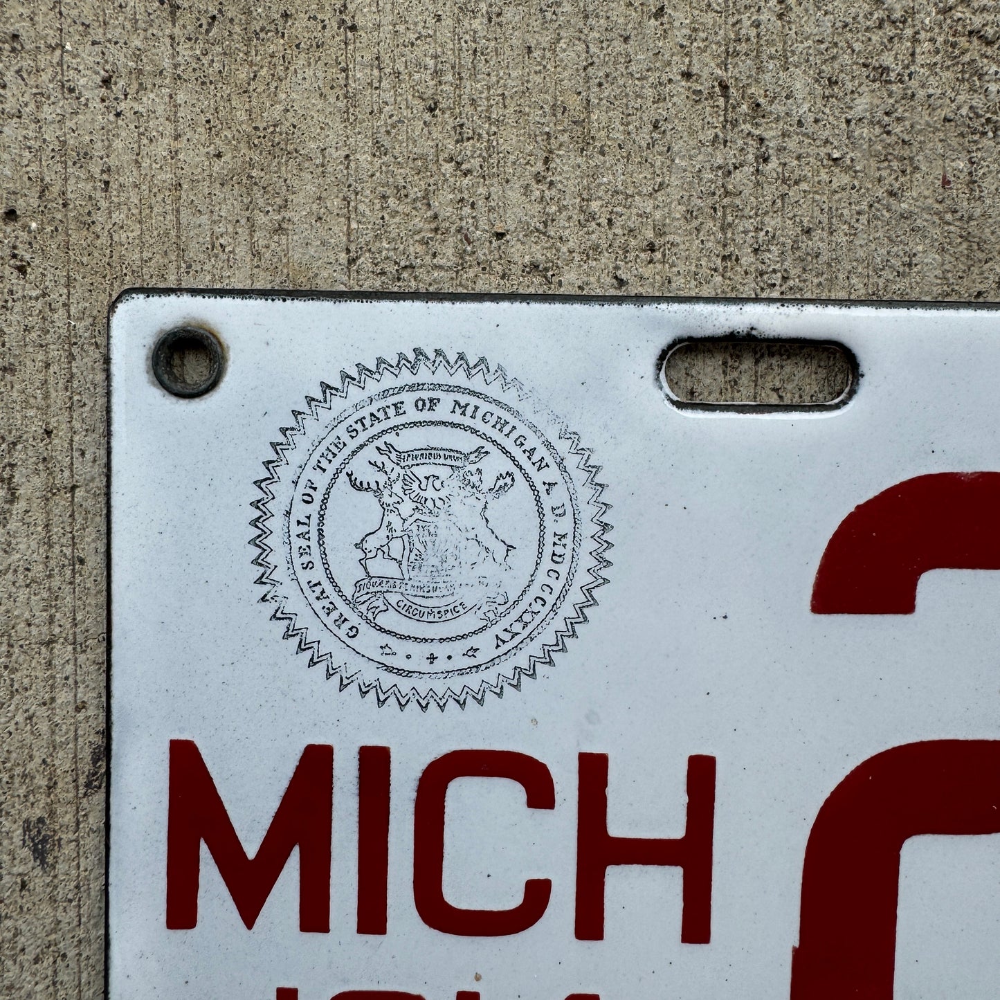 1914 Michigan Porcelain License Plate Auto Tag High Quality 22097