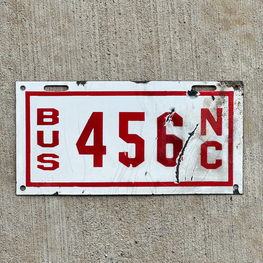 1914 North Carolina Bus or Business Porcelain License Plate Auto Tag Few Examples Known 456