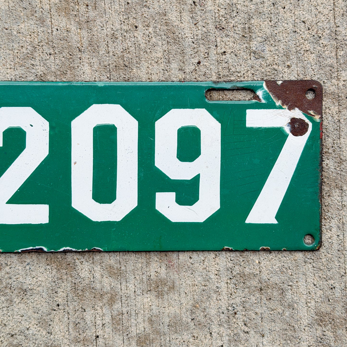 Photo of a 1915 Alabama Porcelain License Plate Auto Tag Garage Decor Vintage ALPCA Archive Example 12097 with original patina