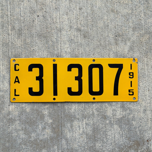 Photo of a 1915 California Porcelain License Plate Auto Tag Garage Decor Vintage High Quality 31307 with original patina