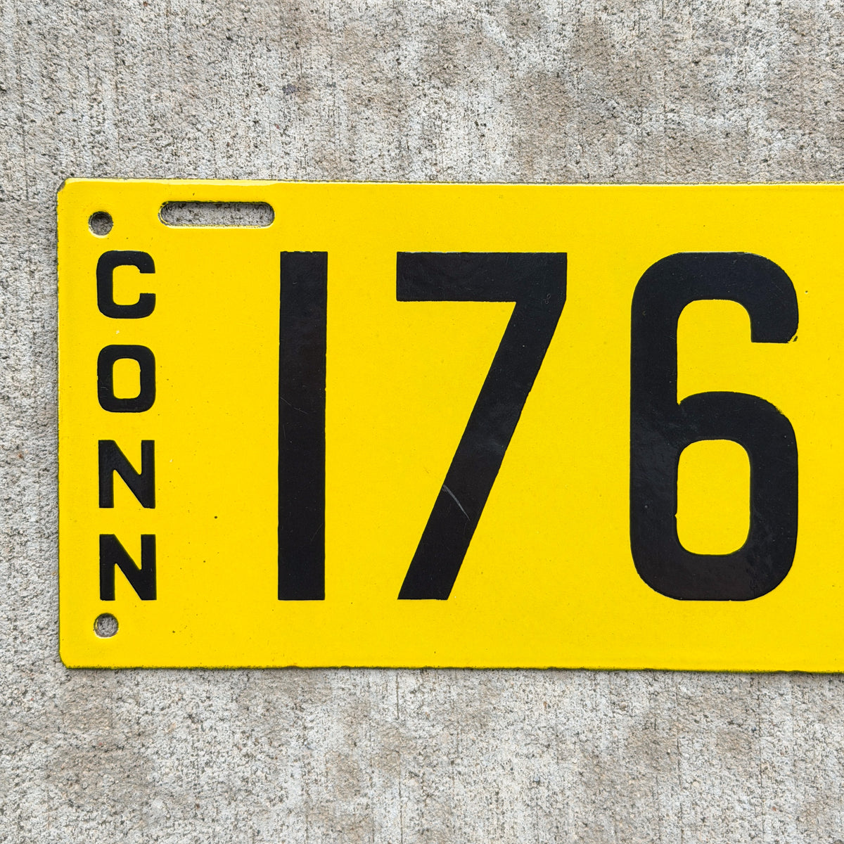 Photo of a 1915 Connecticut Porcelain Commercial License Plate Auto Tag Garage Decor Vintage High Quality Four Digit 1762 with original patina