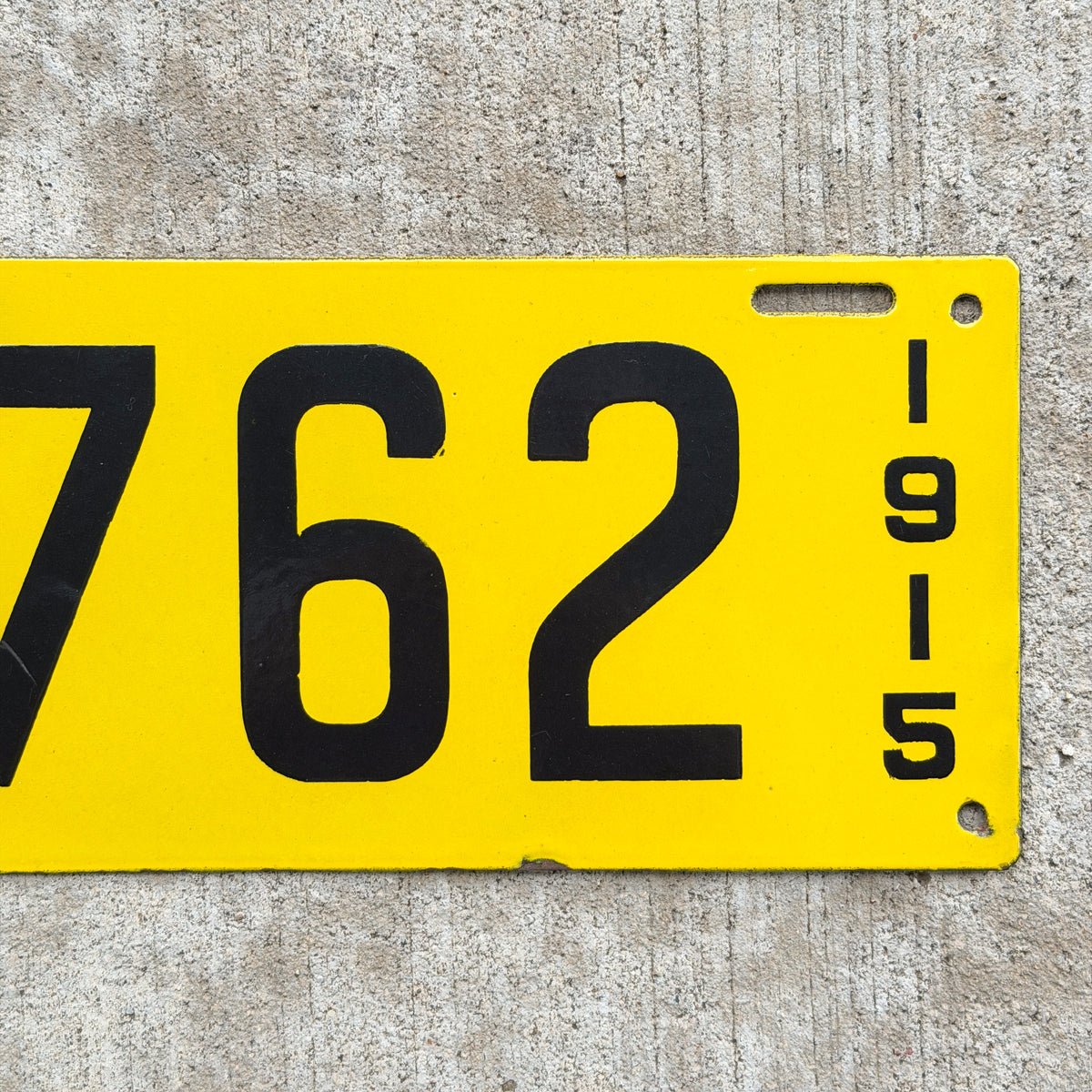 Photo of a 1915 Connecticut Porcelain Commercial License Plate Auto Tag Garage Decor Vintage High Quality Four Digit 1762 with original patina