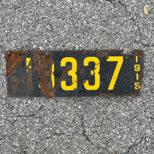 Photo of a 1915 Connecticut Porcelain License Plate Auto Tag Garage Decor Vintage 333 Repeat Repeating 13337