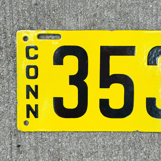 Photo of a 1915 Connecticut Porcelain Livery License Plate Auto Tag Garage Decor Vintage High Quality 353 L with original patina