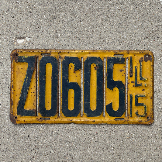 Photo of a 1915 Illinois License Plate Auto Tag Garage Decor Vintage Large Plate Z 0605