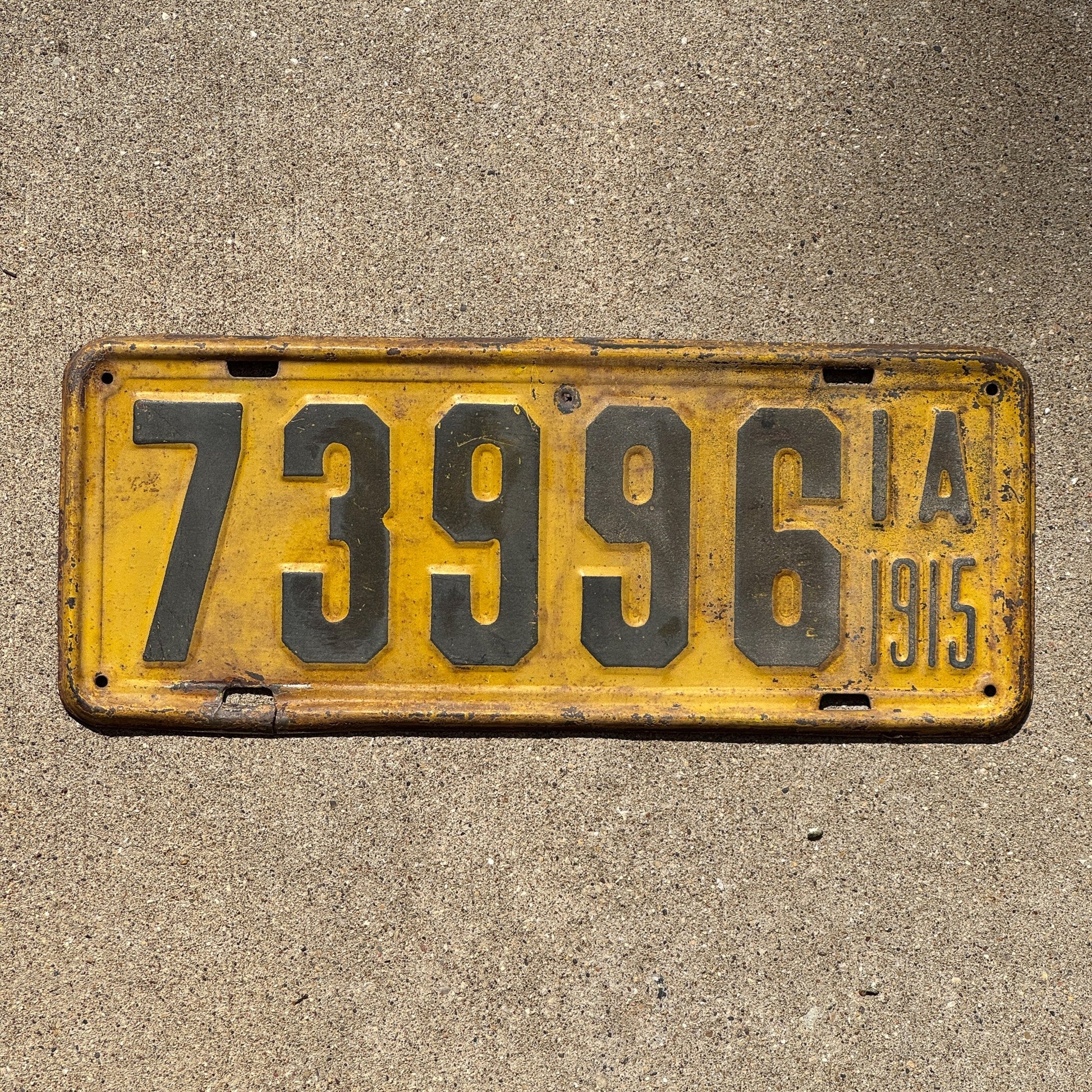 Photo of a 1915 Iowa License Plate Auto Tag Garage Decor Vintage 73996