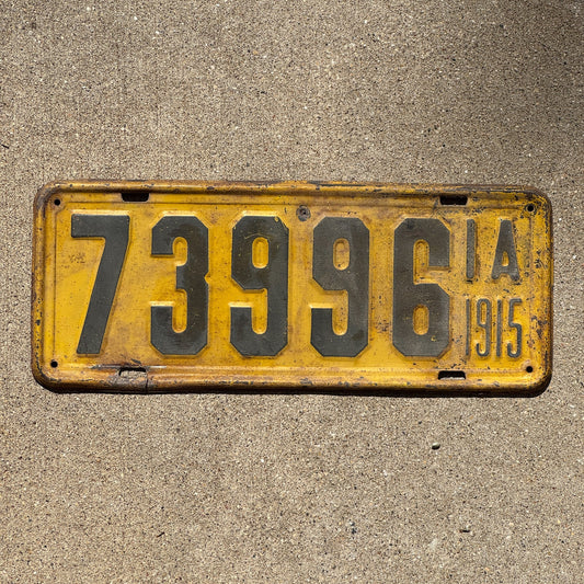 Photo of a 1915 Iowa License Plate Auto Tag Garage Decor Vintage 73996