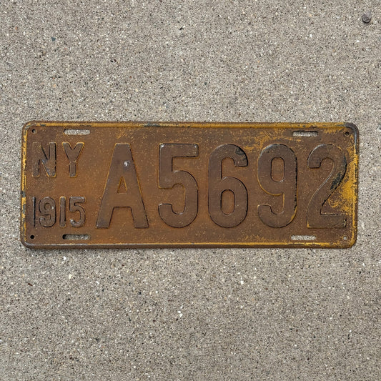 Photo of a 1915 New York License Plate Auto Tag Garage Decor Vintage A 5692