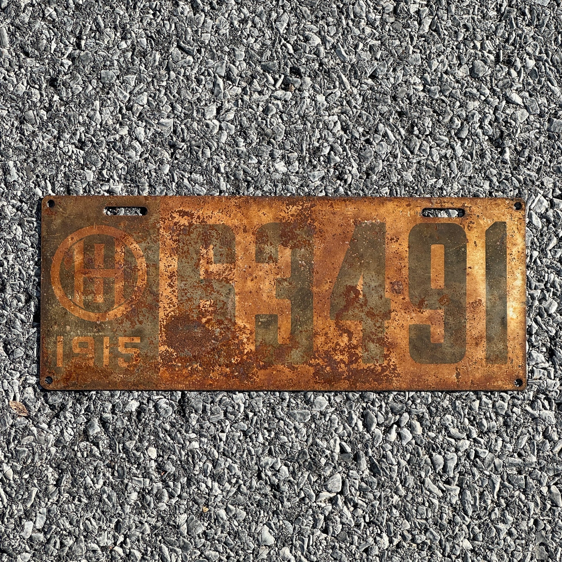 Photo of a 1915 Ohio License Plate Auto Tag Garage Decor Vintage 63491