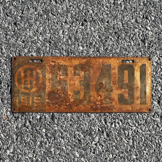 Photo of a 1915 Ohio License Plate Auto Tag Garage Decor Vintage 63491