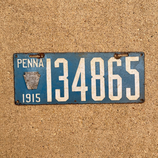 Photo of a 1915 Pennsylvania Porcelain License Plate Auto Tag Garage Decor Vintage 134865