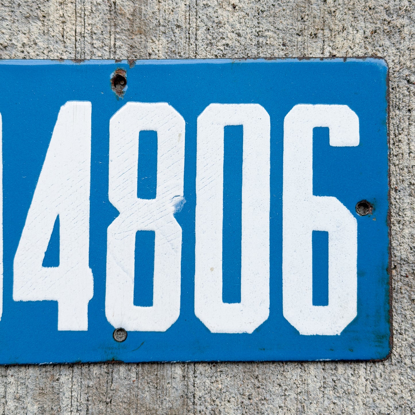 Photo of a 1915 Pennsylvania Porcelain Motorcycle License Plate Auto Tag Garage Decor Vintage Porcelain 04806 with original patina