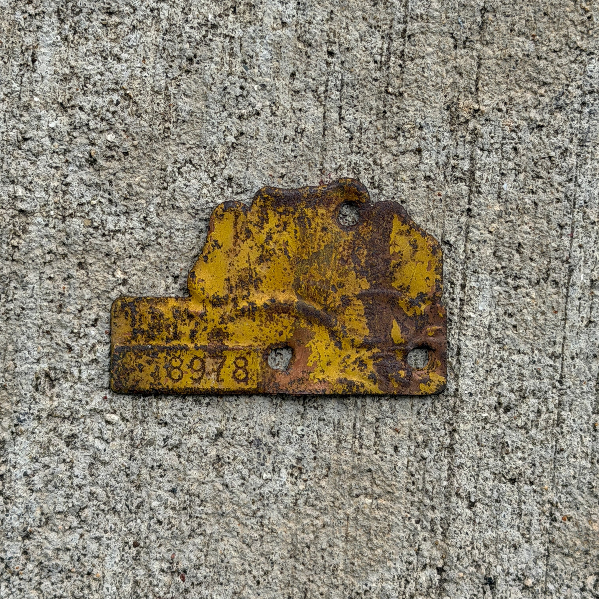 Photo of a 1916 1917 California Porcelain License Plate Auto Tag 1 Vintage Garage Four Digit Tab Badge 8978 with original patina