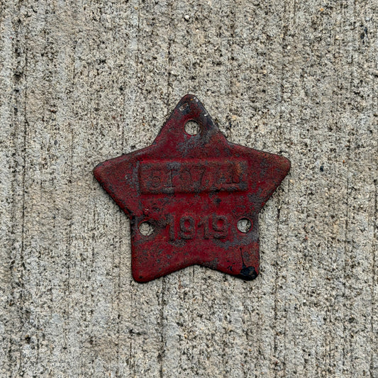 Photo of a 1916 1919 California Porcelain License Plate Auto Tag Garage Decor Vintage Badge Tab 510771 with original patina