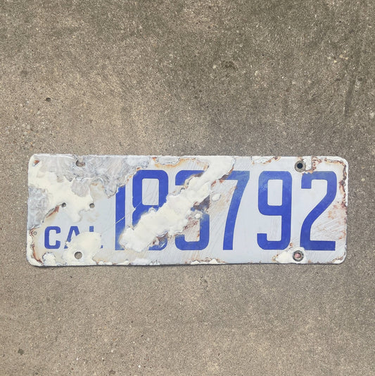 Photo of a 1916 California Porcelain License Plate Auto Tag Garage Decor Vintage Base for Bear Badge 183792 with original patina