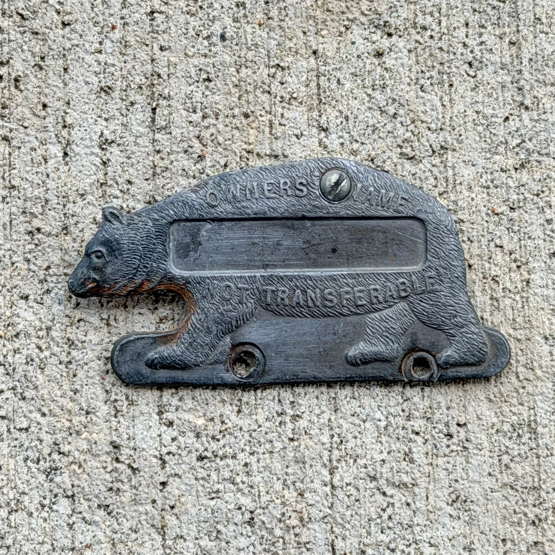 Photo of a 1916 California Porcelain License Plate Auto Tag Garage Decor Vintage Blank with original patina