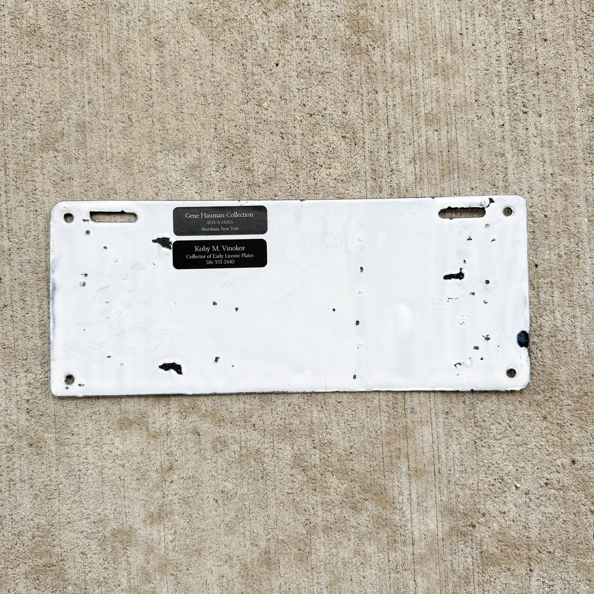 Photo of a 1916 Connecticut Porcelain Commercial License Plate Auto Tag Garage Decor Vintage High Quality Four Digit 3403 with original patina
