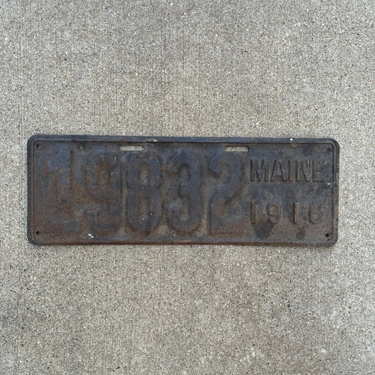 Photo of a 1916 Maine License Plate Auto Tag Garage Decor Vintage 19832