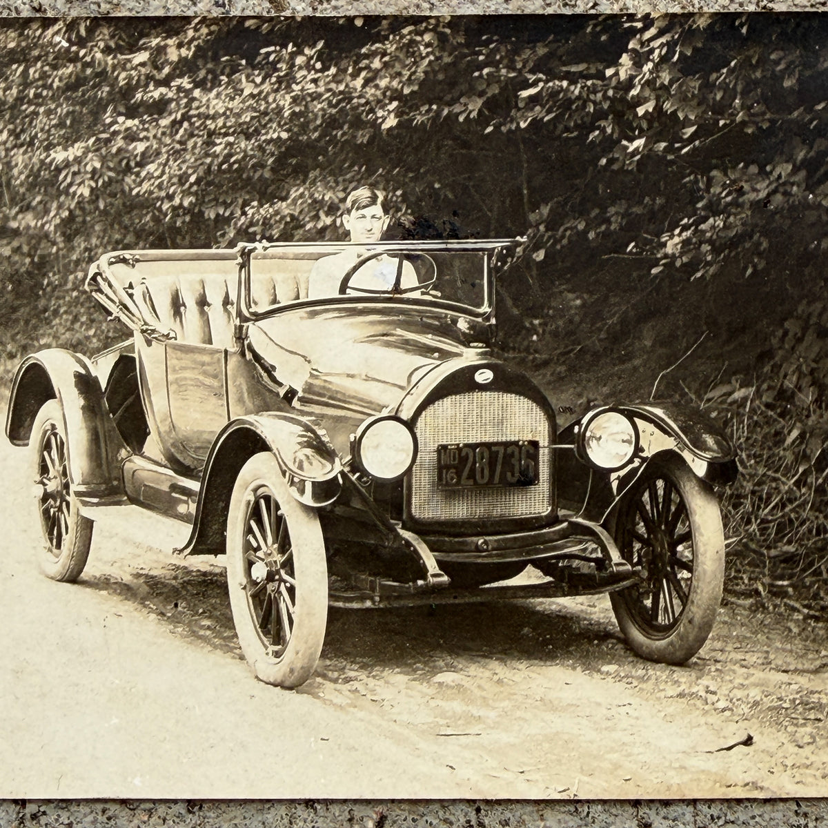 Photo of a 1916 Maryland Postcard Auto Tag Garage Decor Vintage
 Antique Car Photo 28736 with original patina