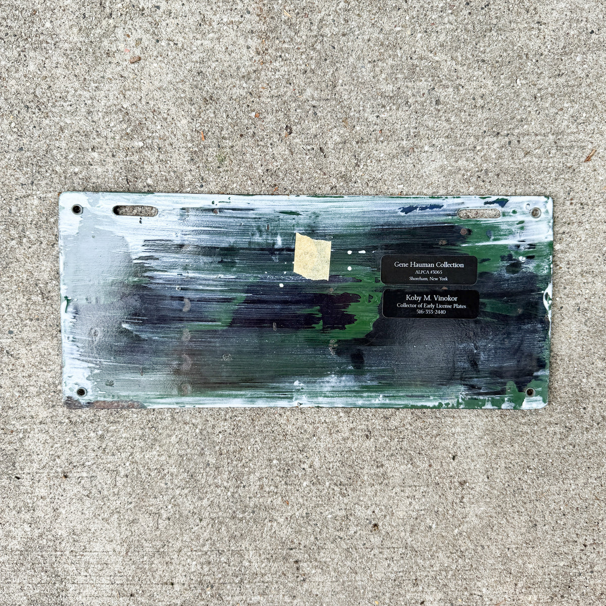 Photo of a 1916 New Hampshire Porcelain Dealer License Plate Auto Tag Garage Decor Vintage High Quality A 60 E with original patina