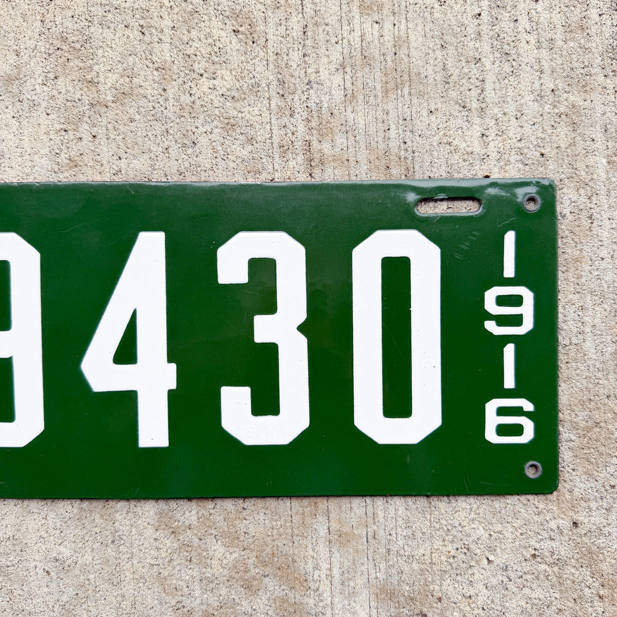 Photo of a 1916 New Hampshire Porcelain License Plate Auto Tag Garage Decor Vintage High Quality 9430 with original patina