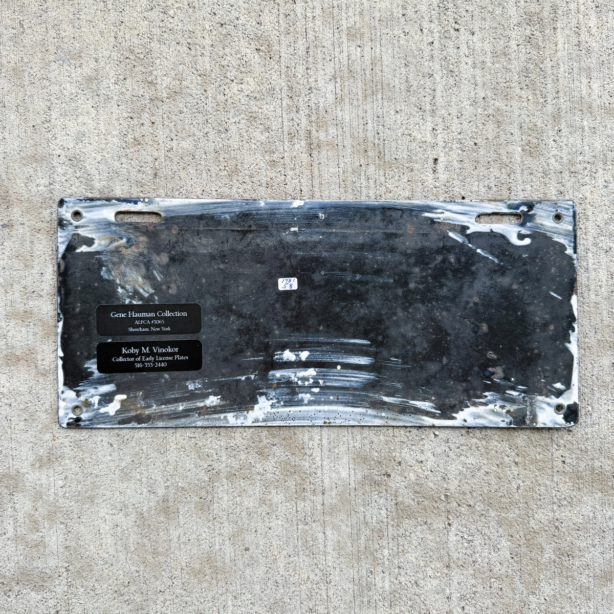 Photo of a 1916 New Hampshire Porcelain License Plate Auto Tag Garage Decor Vintage High Quality 9430 with original patina