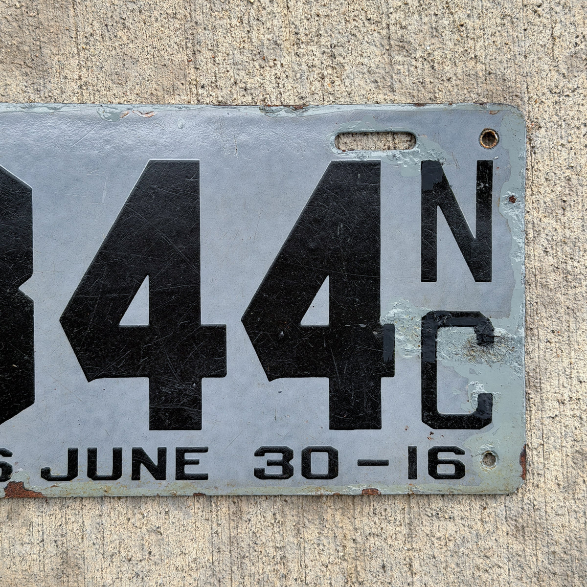 Photo of a 1916 North Carolina Porcelain Dealer License Plate Auto Tag Garage Decor Vintage 344 with original patina