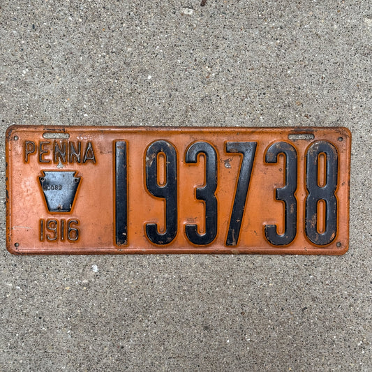 Photo of a 1916 Pennsylvania License Plate Auto Tag Garage Decor Vintage 193738