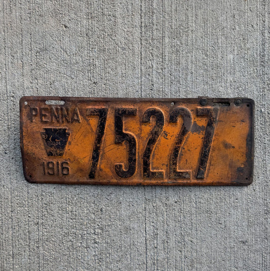 Photo of a 1916 Pennsylvania License Plate Auto Tag Garage Decor Vintage Keystone 75277