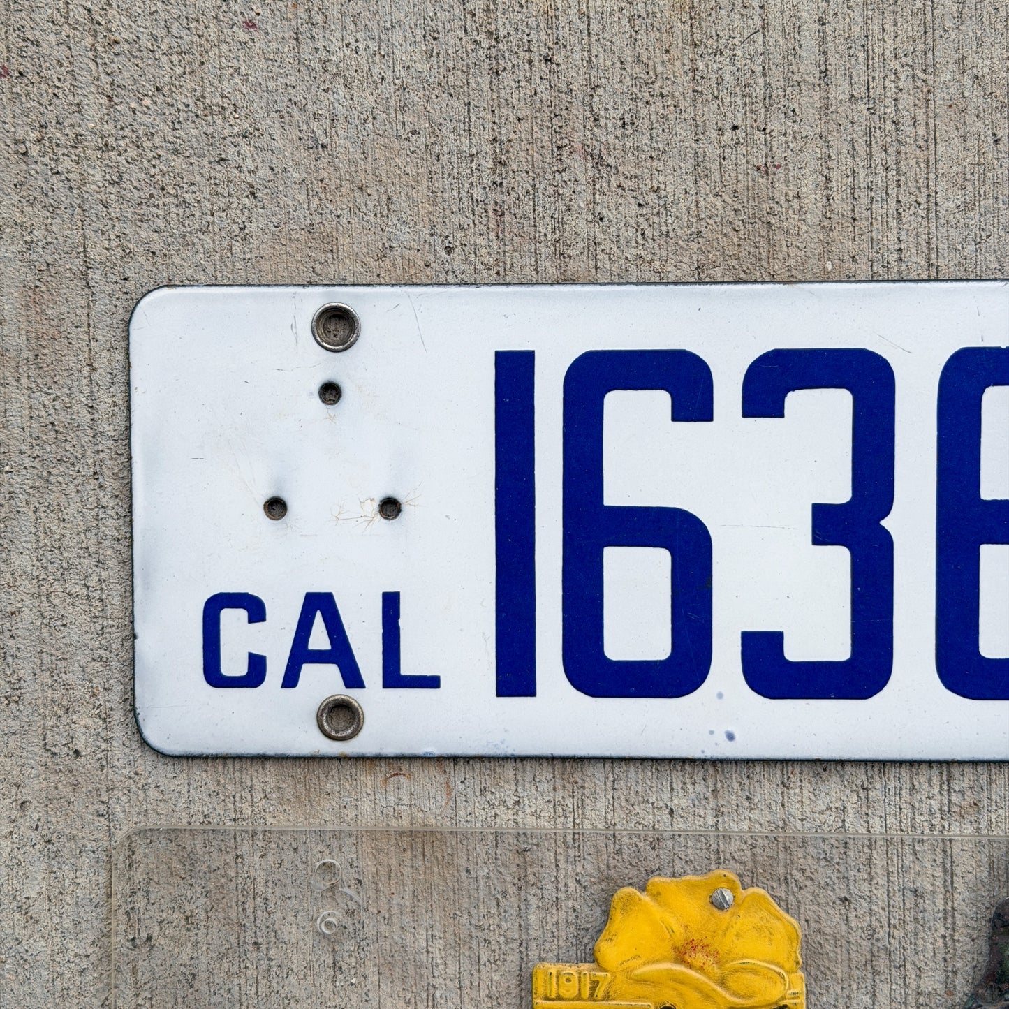 1916 1919 California Porcelain License Plate Pair with Matching Badge Set 163632