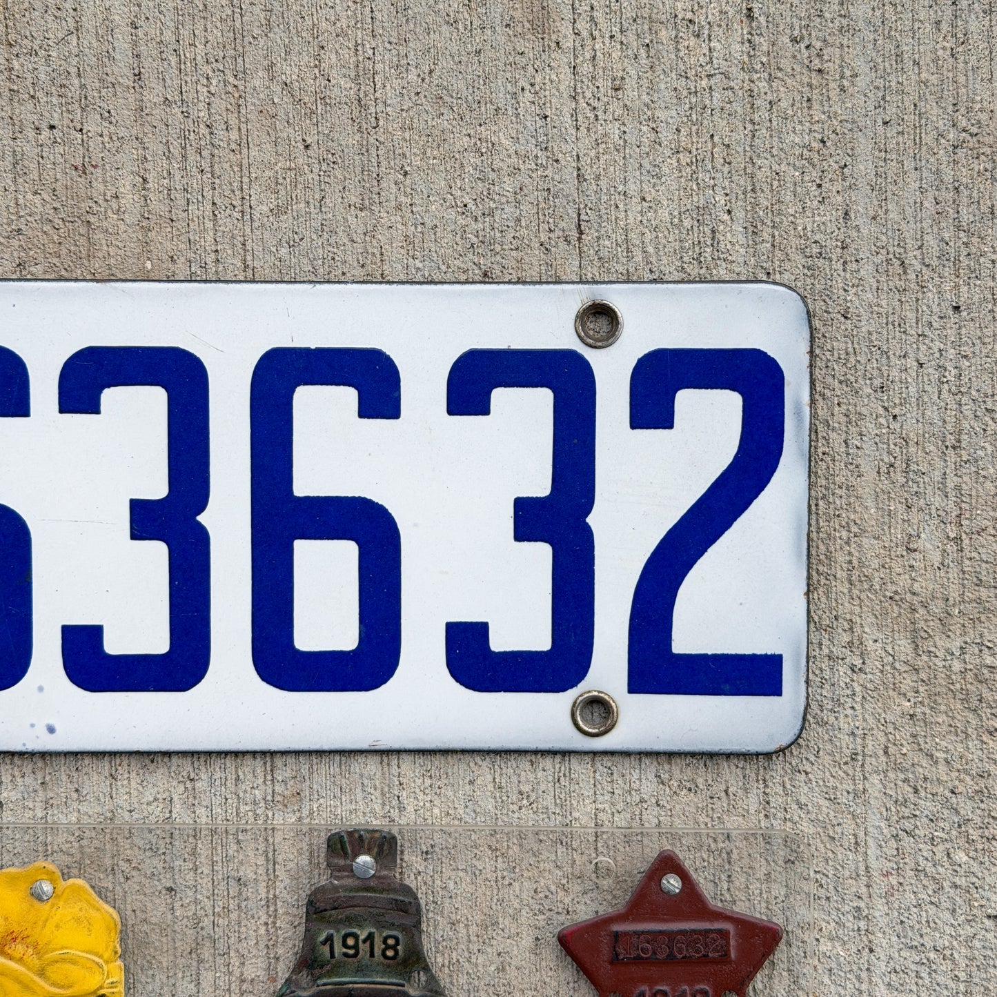 1916 1919 California Porcelain License Plate Pair with Matching Badge Set 163632